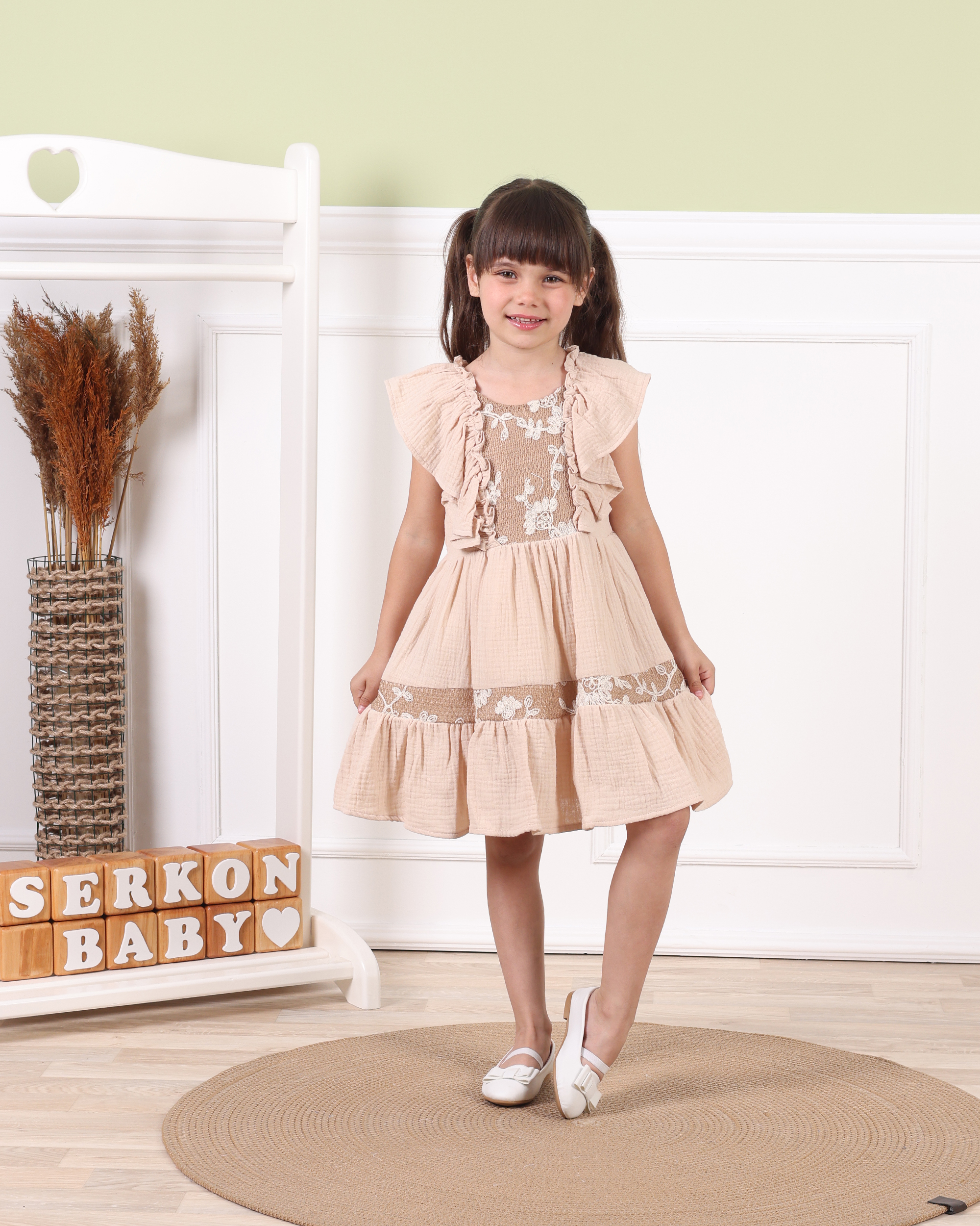 BAMBU DANTEL ELBİSE - Kahve