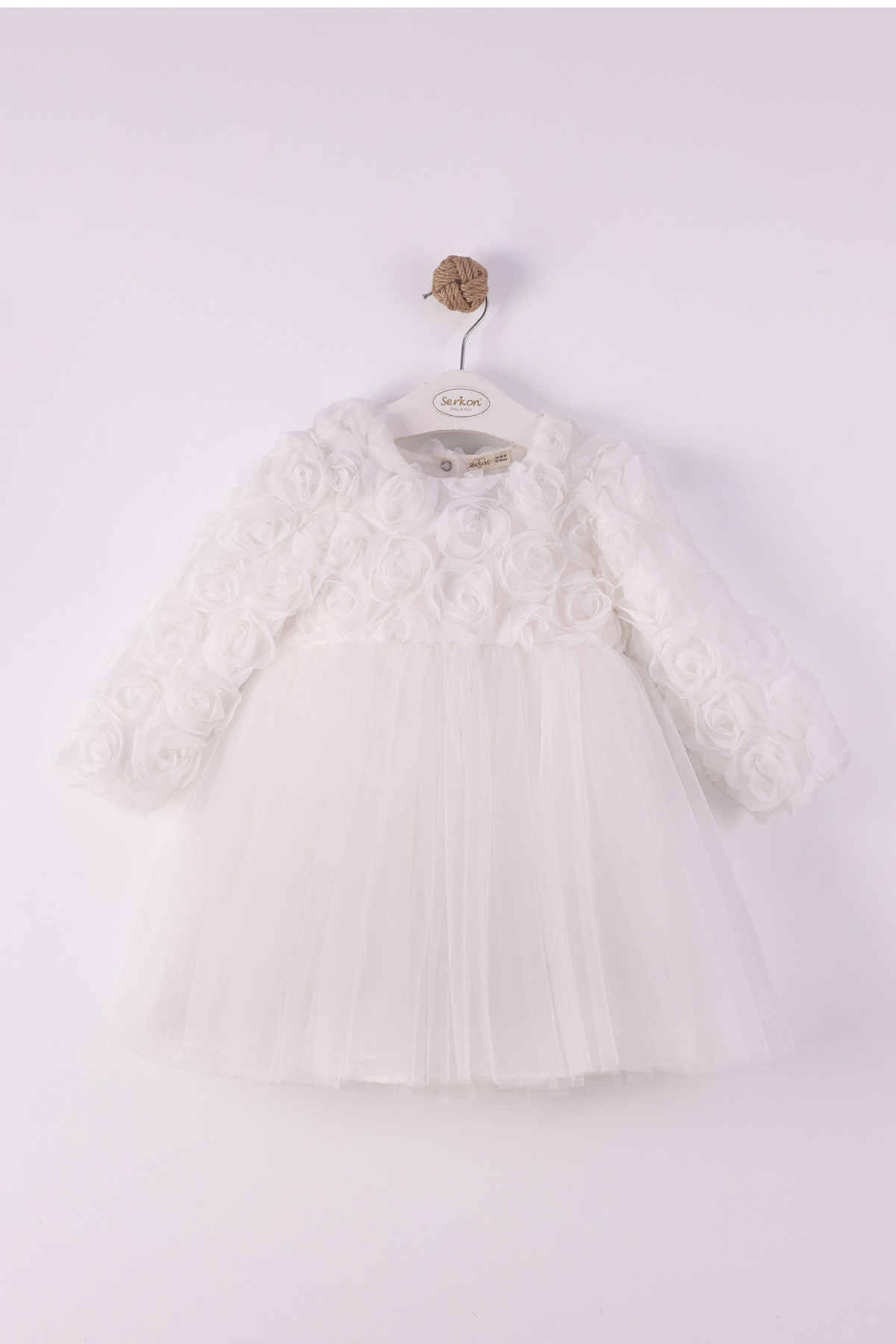 Laseli Kollu Elbise - Ekru